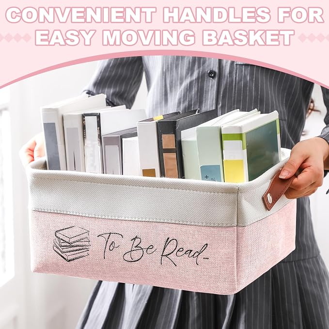 Marsui Book Lover Gifts TBR Book Storage Basket to Be Read List Storage Bin Bookish Accessories Bookworm Gift for Club Members Student Teacher Reading Accessories - Image 3