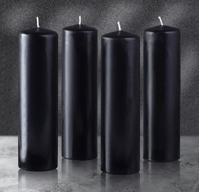 Hyoola Black Pillar Candles 2x9 Inch - 4 Pack Unscented Pillar Candles - European Made - Image 7