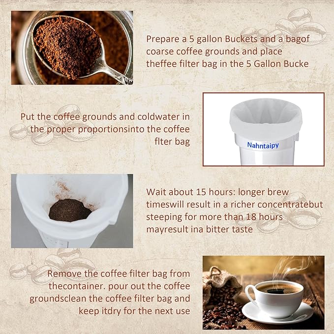 Cold Brew Coffee Filter Bag Compatible with Toddy Cold Brew System for 5 Gallon Commercial Brewers, Washable & Reusable, 1 Pcs