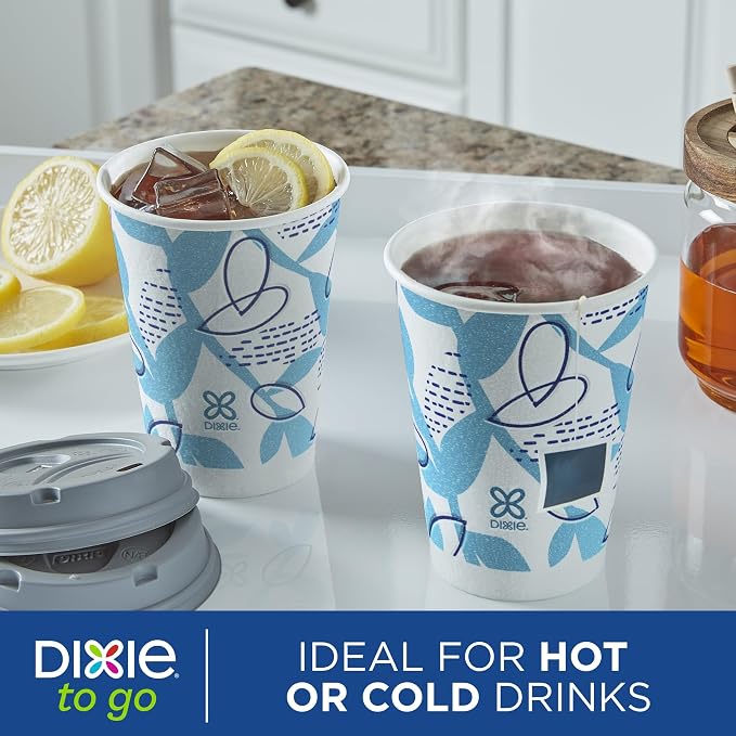 Dixie To Go Paper Coffee Cups With Lids, 12 oz, 156 Count (6 packs of 26 cups), Disposable Insulated Paper Cups for On-The-Go Hot or Cold Beverages - Image 8
