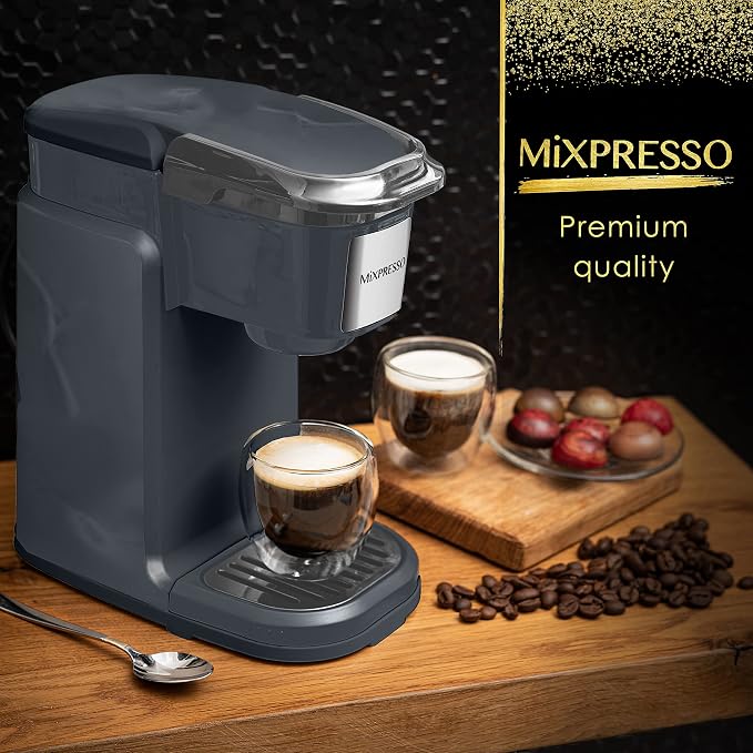 Mixpresso Single Serve Coffee Maker K Cup Coffee Maker for K Pods & Grounds | Compact 800W Gray Coffee Machine with 12 Oz Water Tank, Fast Brew & Auto Shut-Off, Small Design for Travel, Office, RV & Dorm - Image 9