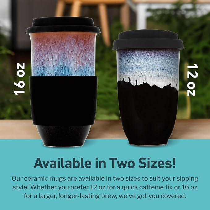 NOVA CERAMICS Coffee Tumbler – Travel Mug - On the Go Coffee Mug – Microwave & Dishwasher Safe Green Coffee Tumbler - Gifts For Women Men Him Her – 16oz – Monsoon - Image 5