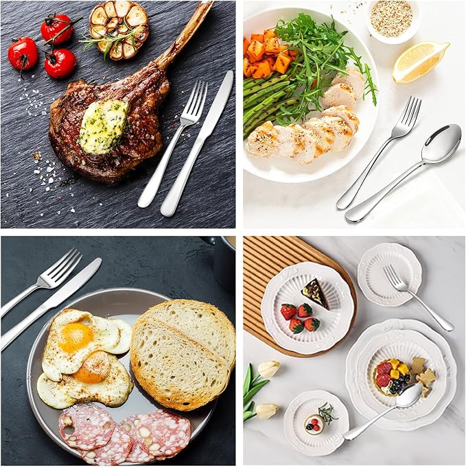Silverware Set,SANTUO Stainless Steel Knives Spoon Forks Set for Home, Kitchen and Restaurant, Mirror Polished& Dishwasher Safe (12pcs-Silverware set) - Image 8