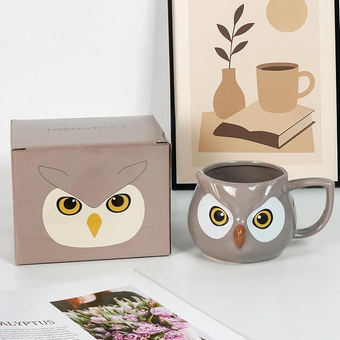 Owl Mug - Ceramic Coffee Cup for Women, 3D Funny Coffee Mug, Christmas Birthday Owl Gifts for Women Man Kids 14oz - Image 7