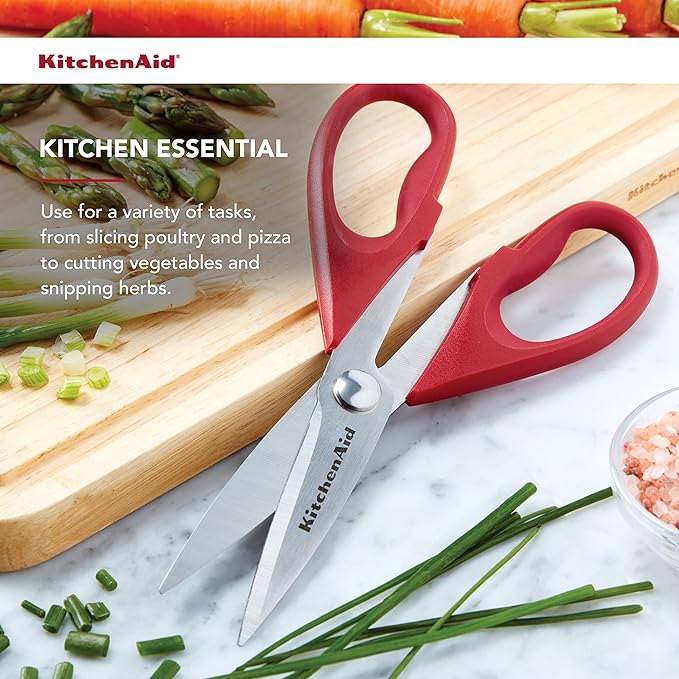 KitchenAid All Purpose Kitchen Shears with Protective Sheath Durable Stainless Steel Scissors, Dishwasher Safe, Soft Grip Comfort Handle, 8.72 Inch, Red - Image 3