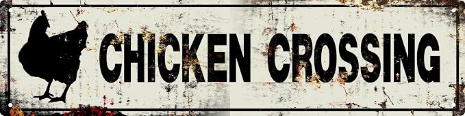 Retro Tin Metal Sign Chicken Statement Farmhouse Bathroom Wall Decor for Home Vintage Bar or Dorm Unique Gift Idea for Friends 4x16 in by LMDDFZS