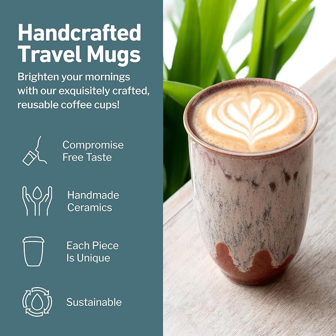 NOVA CERAMICS Travel Mugs - Ceramic Tumbler With Lid – Ceramic Travel Mug To Go Cup – Microwave & Dishwasher Safe Ceramic Coffee Tumbler - Gifts For Women Men Him Her – 12oz – Jupiter - Image 2