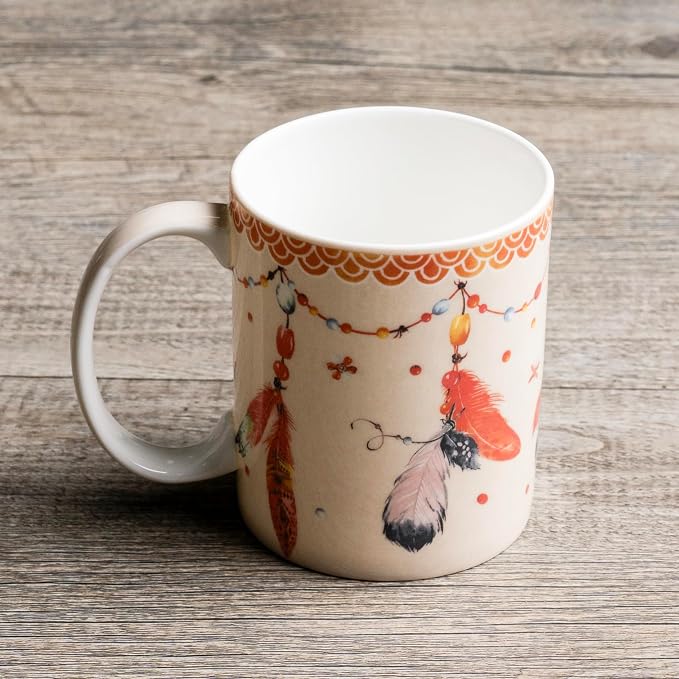 Maison d' Hermine Coffee Mug with Handles Tea Cups (12 Ounce, Pack of 1) | Fine Bone China Coffee Mugs for Hot Beverages Cappuccino Latte Home Restaurant Hotel Spring Summer -Ibiza - Beige - Rose - Image 8