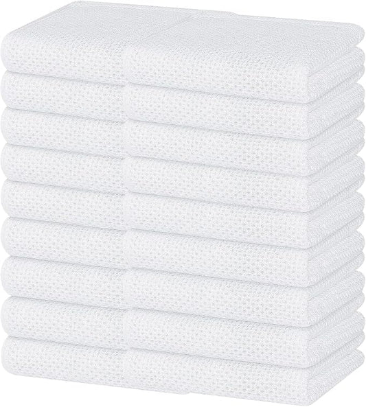 Homaxy 100% Cotton Waffle Weave Kitchen Dish Towels 18-Pack, White | 13 x 28 Inches, Ultra Soft Absorbent Dish Towels, Quick Drying Cleaning Towels by Homaxy
