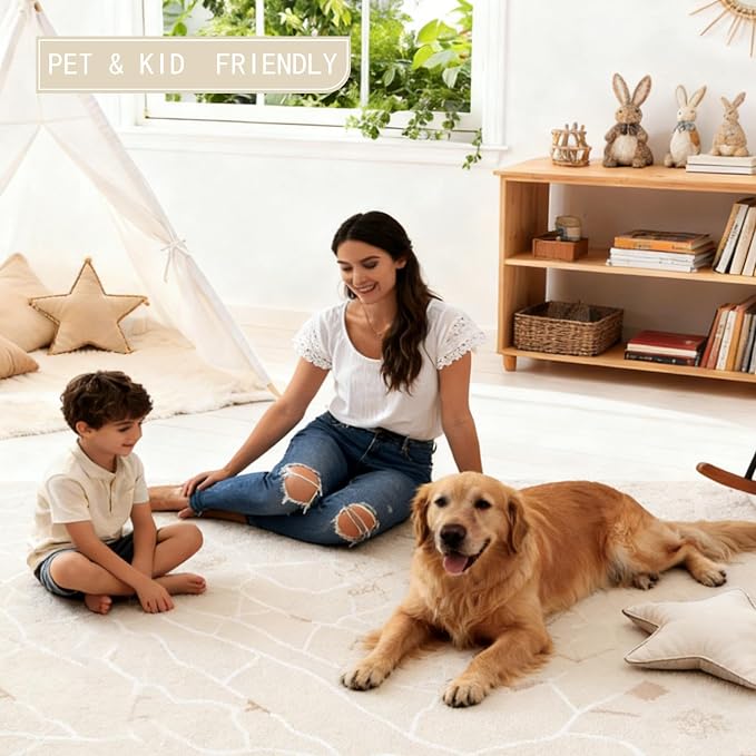 6x9 Area Rug, Machine Washable Soft Living Room Rug - Stain Resistant Non-Slip Rug for Bedroom, Pet Friendly, Modern House Decor - Image 9