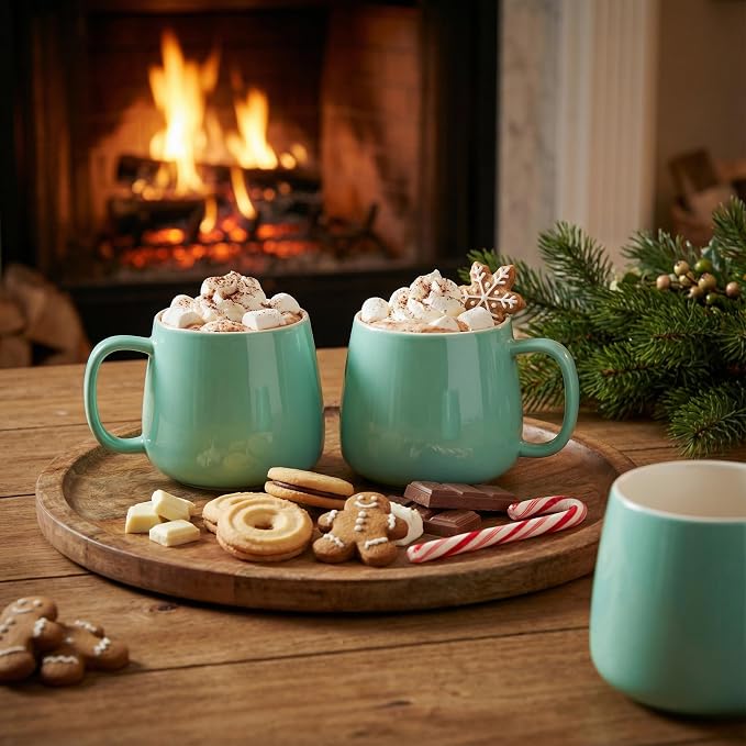 Teocera Coffee Mugs Set of 4-12oz Chip-Resistant Ceramic Cups with Ergonomic Handle | Dishwasher & Microwave Safe Mint Green Mugs | Keeps Beverage Hot, Perfect for Family Kitchen & Holiday Gifts - Image 3