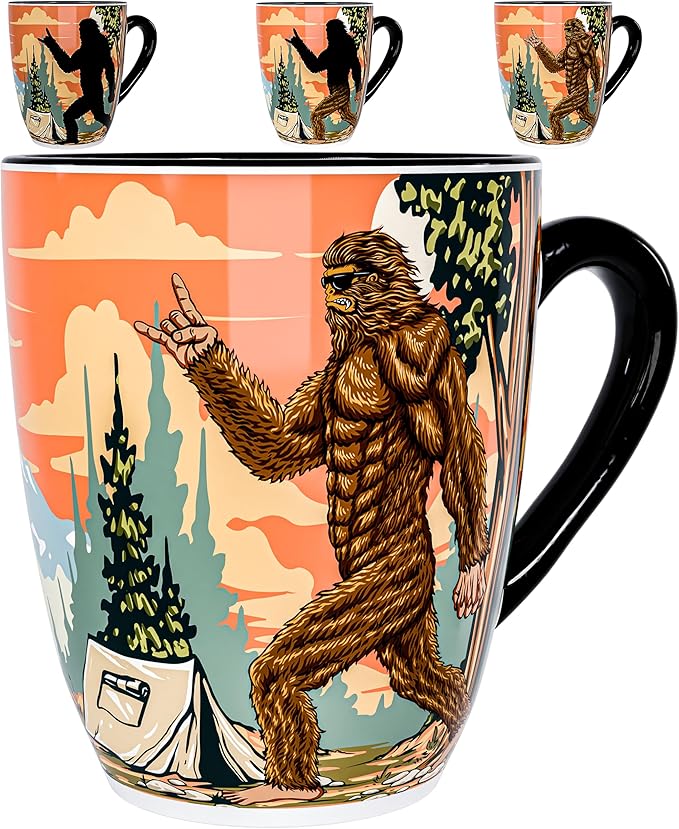 Color Changing Bigfoot Coffee Mug 15OZ - Ceramic Heat Sensitive Cup Hot Cocoa Tea Milk Mugs Hot Drinks and beverages Unique Beautiful Funny Holiday Christmas gift Idea Sasquatch Cryptid lovers men dad by Dream8Design