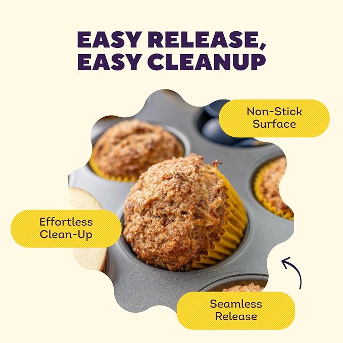 Wilton Gold Non-Stick Muffin Pan, Made Without PFAS, 12-Cup | Non-Stick Steel with Scratch-Resistant Coating, Resists Warping, Extended Handles, Dishwasher Safe, Perfect for Cupcakes - Image 6