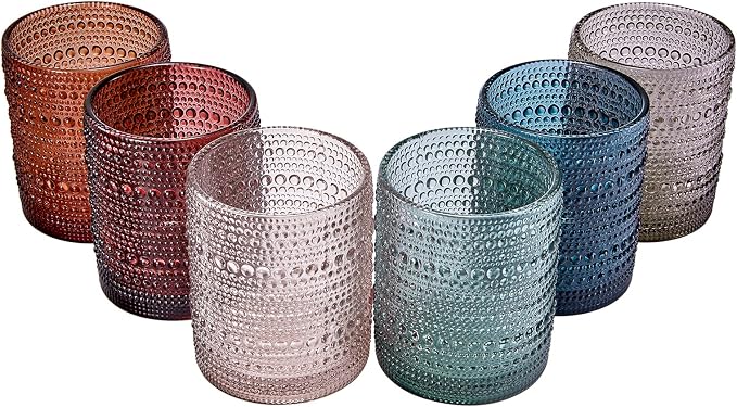 Vintage Beaded Hobnail Tumbler, Colored Drinking Glasses, Set of 6 | 11 oz | Vintage Colored Glass, HAND WASH ONLY, Comfortable Grip, Ideal for Whiskey, Water, Wine, Cocktails & Everyday Beverages - Image 9