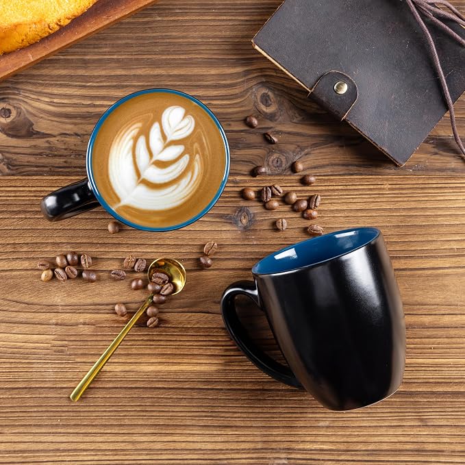 GBhome 12oz Coffee Mugs Set of 6, Large Ceramic Coffee Mugs for Man, Woman, Dad, Mom, Modern Coffee Mugs Set with handle for Tea/Latte/Cappuccino/Milk/Cocoa. Dishwasher&Microwave Safe,Blue - Image 3