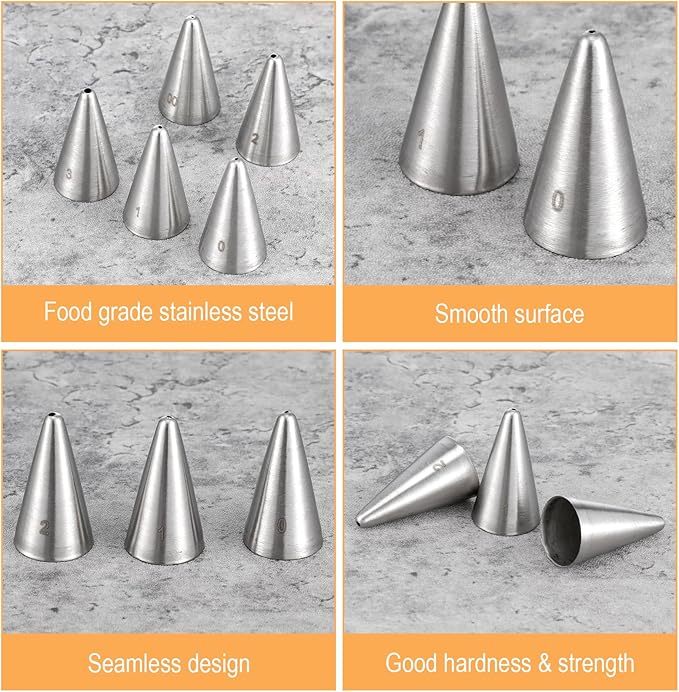 5pcs Small Writing Piping Tip Round Icing Tips, Cake Decorating Supplies Piping Tips, Piping Nozzles Decorating Tips, Baking Tools For Buttercream, Icing, Birthday Cake, Cupcake, DIY Art