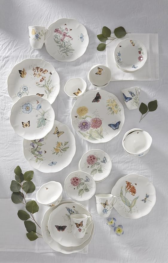 Lenox Dinnerware Set, Butterfly Meadow 28-Piece Set, Service For 4, Porcelain Plates With Scalloped Edges, Plates And Bowls Sets, Microwave Safe, Dishwasher Safe, Home & Kitchen (28 Piece, Assorted) - Image 4