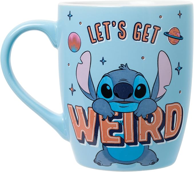 Silver Buffalo Disney Lilo and Stitch Get Weird Quote, Ceramic Mug, 25oz | Let's, Jumbo Cup, 0.74 Liters - Image 2