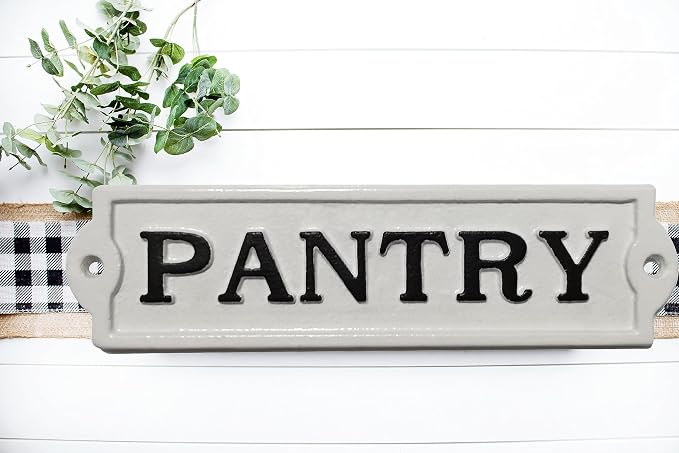 Farmhouse Decor Metal Pantry Signs - Cast Iron Door Room Plaques with "Pantry" by BSTGIFTS