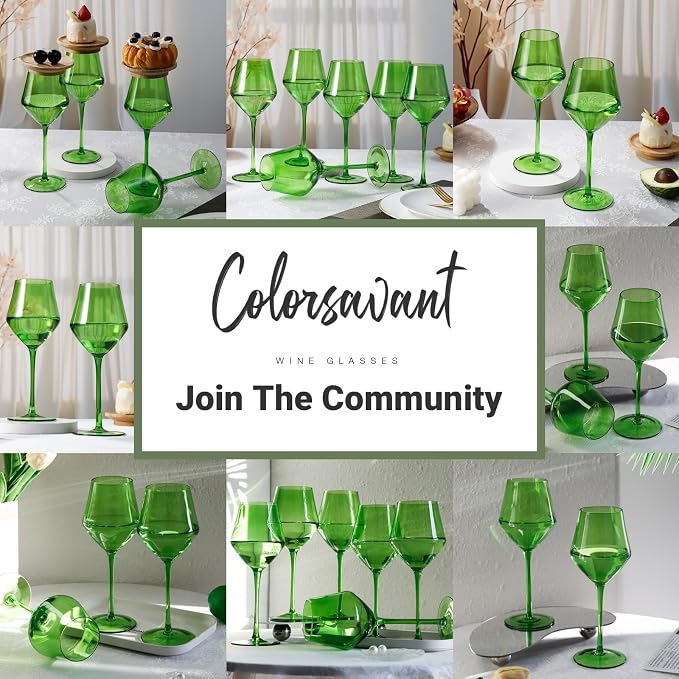 Emerald Green Wine Glasses Set of 6 – 16oz Handblown Long Stem Wine Glasses for Red & White Wine – Elegant Colored Glassware for Home Dining, Parties & Gifts - Image 7