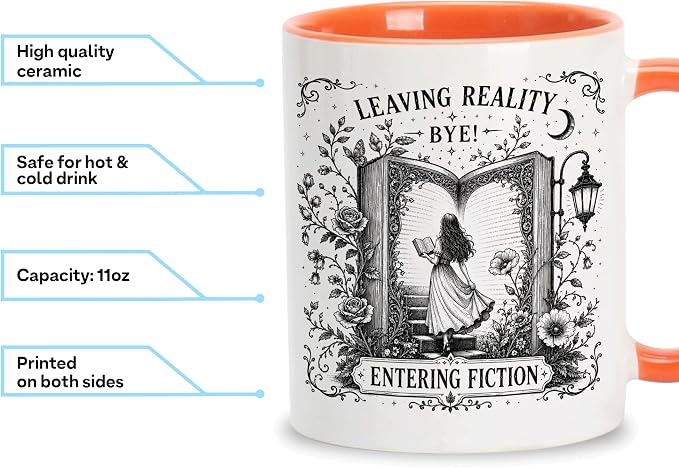 Hyturtle Book Mug with Spoon Gifts for Book Lovers on Birthday, Christmas | Bookish Cup Gifts for Women, Reading Themed 11oz ceramic Mug, Vivid double-sided fade-resistant print, Comfort grip handle - Image 6