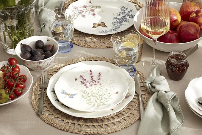 Lenox Porcelain Dinnerware Sets For 4, Butterfly Meadow Herbs 12-Piece Dinnerware Set, Service For 4, Microwave Safe Plates, White Dinner Plates and Bowls Sets, Dishes, Kitchen and Dining (12 Piece) - Image 6