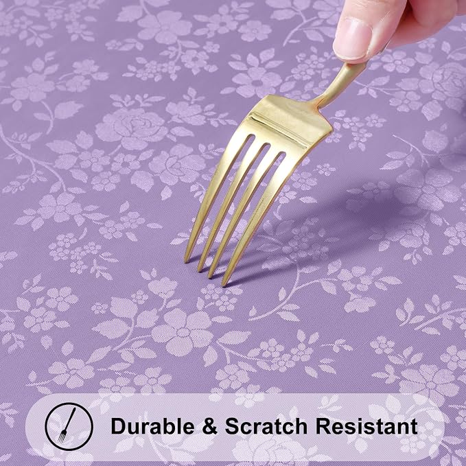 Smiry Rectangle Waterproof Heavy Duty Vinyl Tablecloths, 54 x 78 Inch | Wipeable Washable Floral Embossed Table Cover for Kitchen and Dining Room, Indoor & Outdoor Use, Purple - Image 5