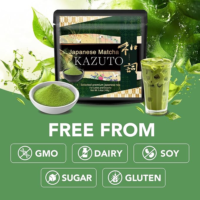 Kazuto Matcha powder Selected Premium Japanese Green Tea for Lattes and Usucha Superior Premium Grade Authentic Japanese First Harvest from Japan Antioxidants Unsweetned