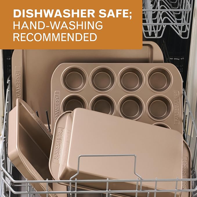 Farberware Bakeware Warp Resistant, Dishwasher Safe, 12-Cup Muffin Pan - Mocha - Image 4