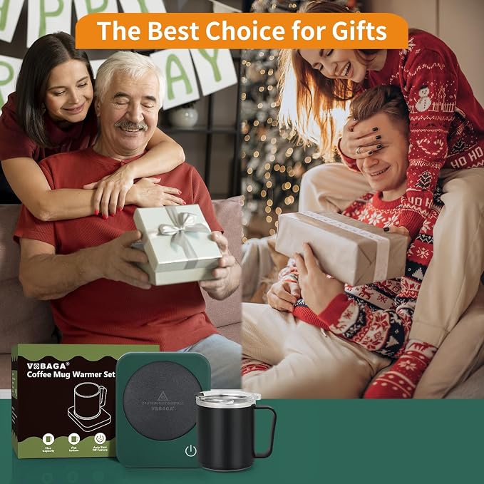 VOBAGA Coffee Mug Warmer Set with Auto Shut Off, 15 oz Coffee Mug Gift Set & 3 Temperature Settings Home Office Desk Accessories Valentine's Day Gift - Image 7