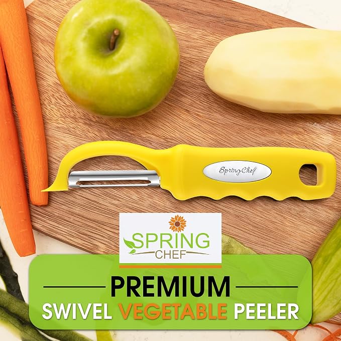 Spring Chef Swivel Potato Peeler with Soft Grip Handle, Set of 2, Yellow | Premium Vegetable Peeler w/ Sharp Stainless Steel Blades, Multifunctional Food Peeler for Apple, Carrot, Cucumber, Fruit - Image 7