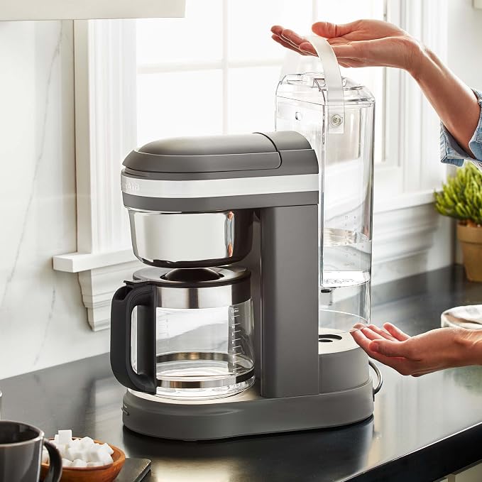 KitchenAid 12 Cup Drip Coffee Maker, Spiral Showerhead and Warming Plate | Programmable Warming Plate, Even Saturation for Rich Flavor, Removable Water Tank, Model KCM1209, Matte Grey - Image 5