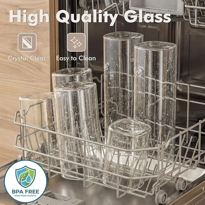 6-Pack 1.2Qt Square Glass Storage Jars with Bamboo Lids | Minimalist Kitchen Organizer,Pantry Storage Container,Food Storage Container,Scandinavian Style Storage,Nordic Style Storage - Image 6