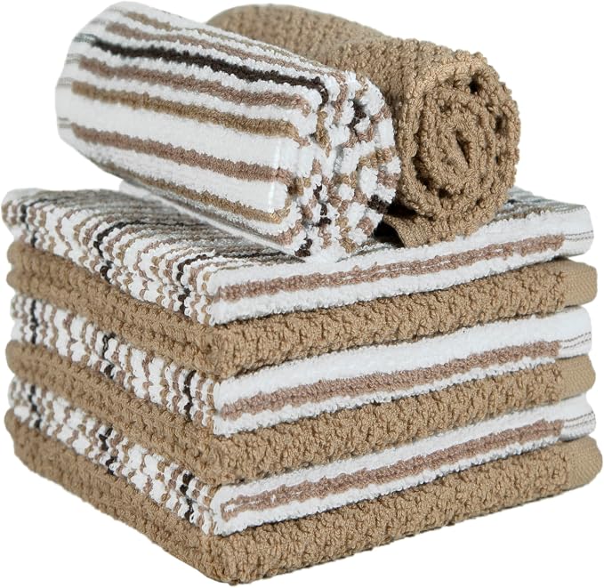 Bumble Dish Cloths 8-Pack, 100% Cotton Kitchen Towels, 12"x12" Tan | 430 GSM Soft Dish Towels for Kitchen, Highly Absorbent & Durable Kitchen Rags for Washing Dishes - Image 4