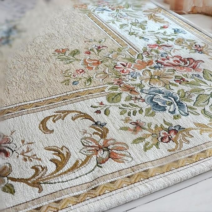 Non-Slip Door Mat Modern Accent Floor Rugs for Entryway Romantic American Country Style Cotton Rugs Home Decor Collection Floral Rug, 2' x 3', Beige Garden - Image 5