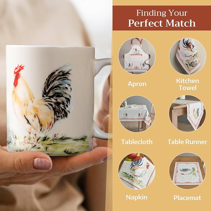 Maison d' Hermine Coffee Mug with Handles Tea Cups (12 Ounce, Pack of 1) | Fine Bone China Coffee Mugs for Hot Beverages Cappuccino Latte Home Restaurant Hotel Spring Summer -Campagne - Coq - Image 6