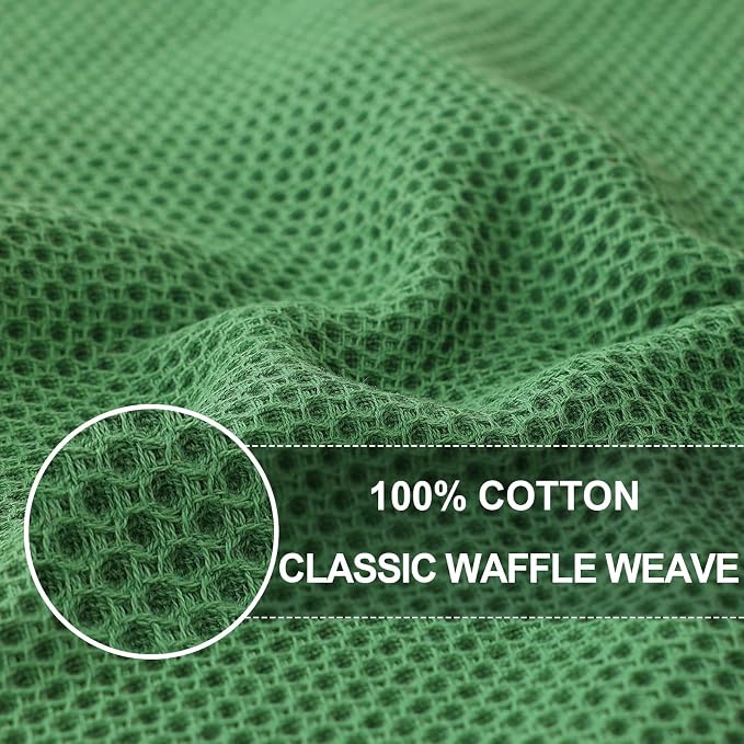 Homaxy 100% Cotton Oversized Waffle Weave Kitchen Towels 8-Pack | Grass Green, 20 x 28 Inches, Ultra Soft Absorbent Dish Towels, Quick Drying Large Cleaning Towels - Image 2