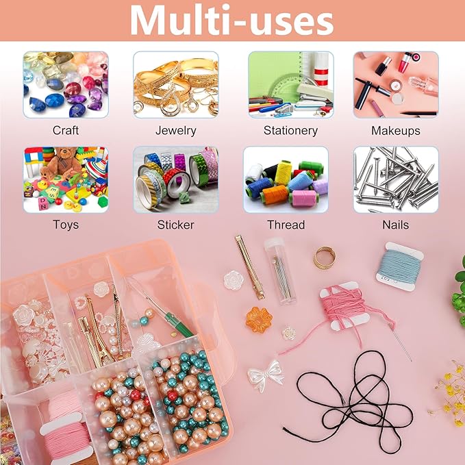3-Tier Stackable Storage Container Box, Large Bead Organizers with 30 Adjustable Compartments, Plastic Storage Bin for Art Supplies, Jewelry, Toys, Stickers， Nail, Embroidery, Hair Accessories