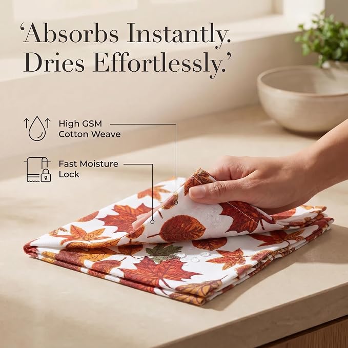 Urban Villa Cloth Napkins Cotton 20x20 (Set of 12) Harvest Leaf Print - Image 3