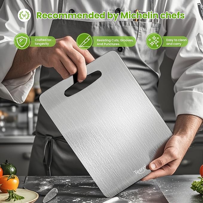 3 Pack Titanium Cutting Board-100% Pure Titanium Cutting Boards For Kitche,Easy to clean, Double-sided food-grade Cutting Board For Meats, Fruits And Vegetables (M+L+XL)