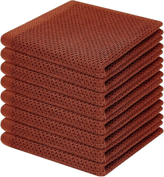 Homaxy 100% Cotton Waffle Weave Kitchen Dish Cloths 8-Pack, Rust | 12 x 12 Inches, Ultra Soft Absorbent Dish Towels, Quick Drying Dish Rags with Hanging Loop by Homaxy