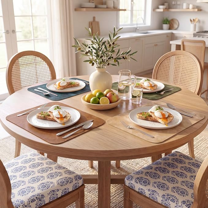 MOSAYT Vinyl Placemats Set of 4-12 X 17 Inch - Faux Leather 100% Waterproof Oil-Proof Wipeable PU Place Mats, Heat Resistant Reversible Table Mats for Kitchen, Dining, Outdoor, Multicolor - Image 2