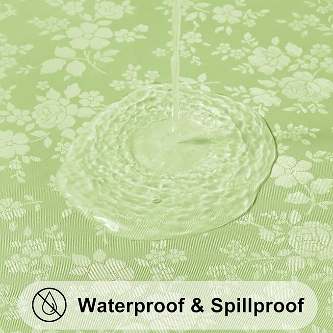Smiry Square Waterproof Heavy Duty Vinyl Tablecloths, 54 x 54 Inch | Wipeable Washable Floral Embossed Table Cover for Kitchen and Dining Room, Indoor & Outdoor Use, Sage Green - Image 2