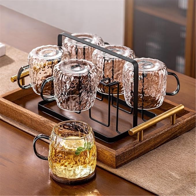 drinking glassware Glacier Texture Drinking Glasses Set with Handles - Image 7