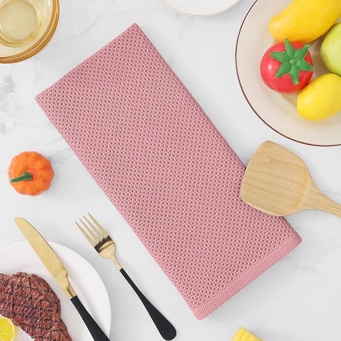 Homaxy 100% Cotton Waffle Weave Kitchen Dish Towels 8-Pack, Dried Rose | 13 x 28 Inches, Ultra Soft Absorbent Dish Towels, Quick Drying Cleaning Towels - Image 7