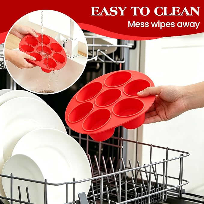 CAKETIME Silicone Muffin Pans for Air Fryer, Oven Baking Nonstick | Food-Grade, for Egg Bites, Muffins, Cupcakes, Mini Quiche 2 Pack - Image 7