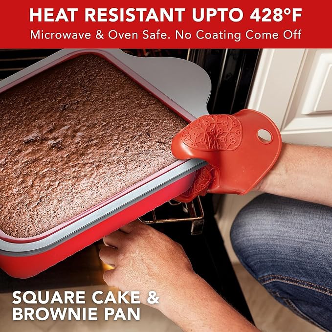 Non-Stick Baking Extravaganza: Silicone Square Cake & Brownie Pan + Steel Cookie Sheet Pan - Oven, Microwave, Dishwasher Safe with Durable Steel Frames - Image 4