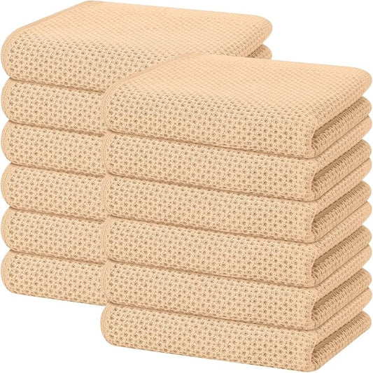 Homaxy 100% Cotton Waffle Weave Kitchen Dish Towels 12-Pack, Apricot | 13 x 28 Inches, Ultra Soft Absorbent Dish Towels, Quick Drying Cleaning Towels by Homaxy