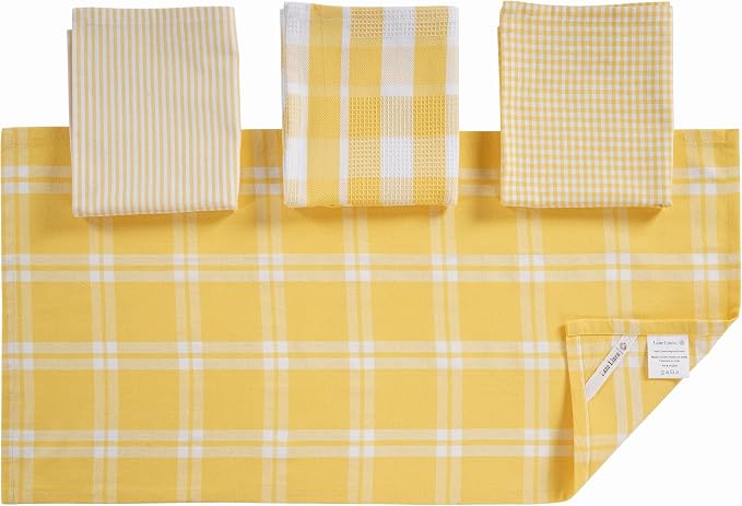 LANE LINEN 100% Cotton Kitchen Dish Cloths, Ultra Soft Absorbent Quick Drying Dish Towels, Multiweave Wash Cloths Dish Towel Sets, 13x28 Inches, 4 Pack - Yellow - Image 3