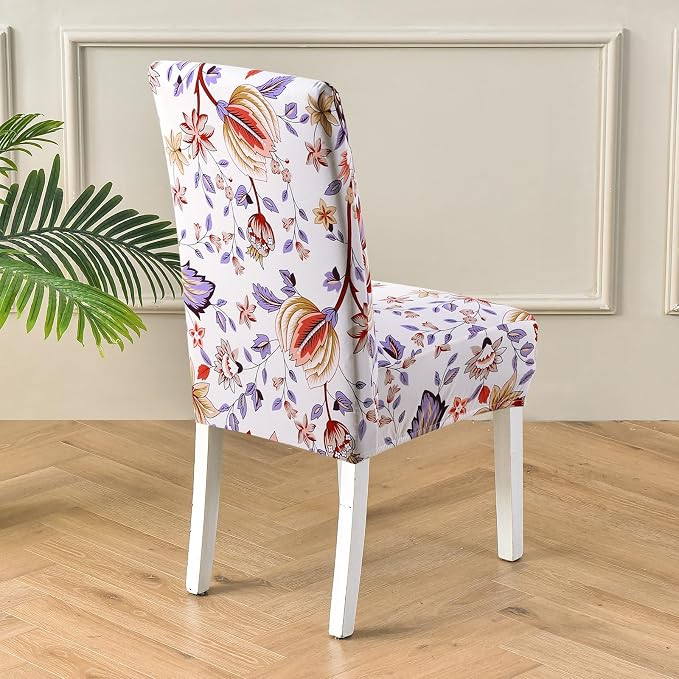 Fuloon Chair Covers for Dining Room 6 Pack, Printed Stretch Dining Slipcovers, Washable Kitchen Slip Covers for Parson Chair, Flower Cluster Printed, Set of 6 - Image 5
